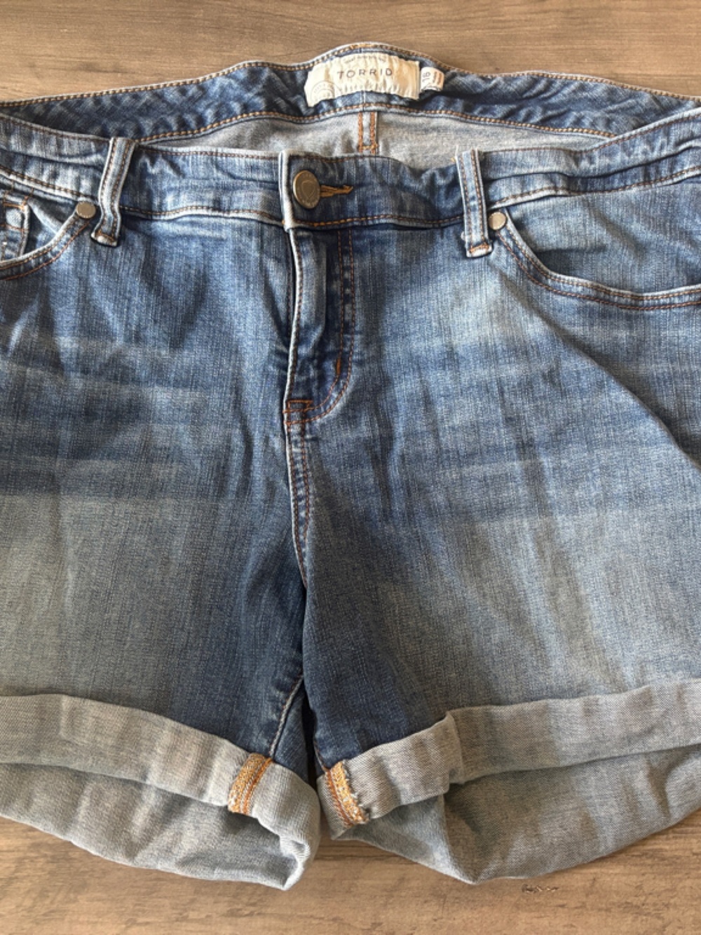 torrid Light Blue Rolled Hem Jean Shorts